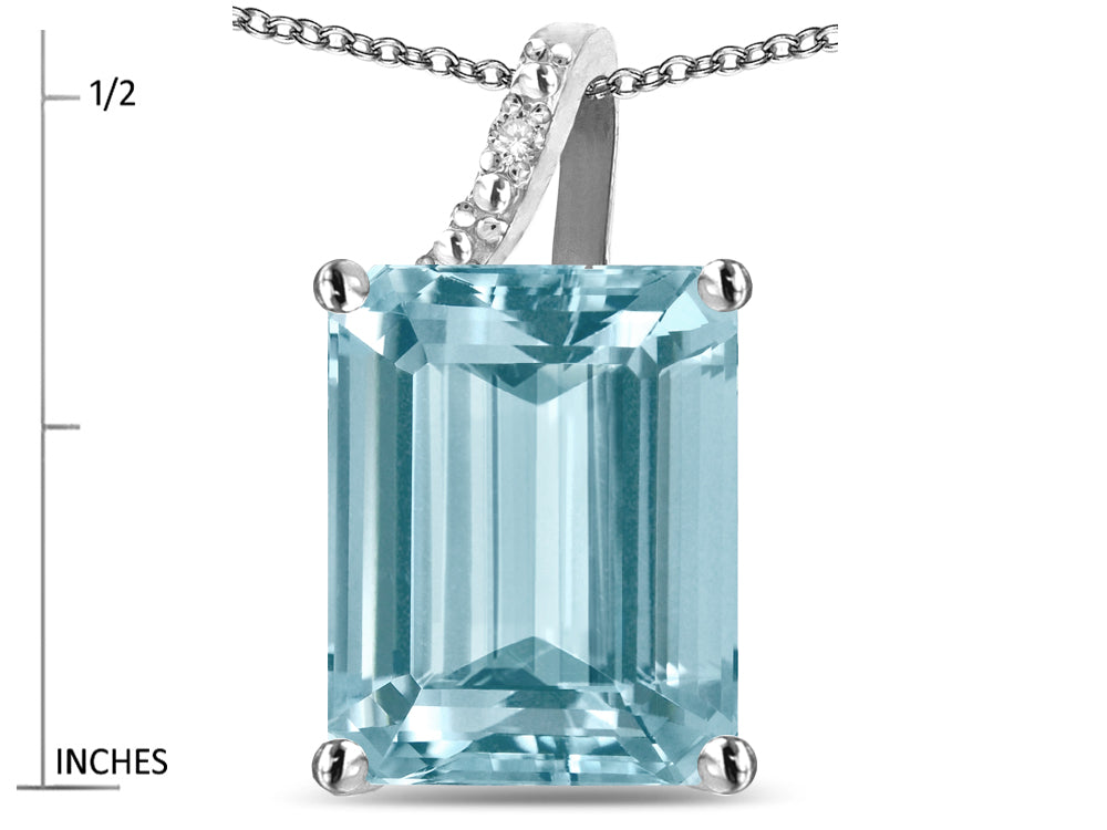 Original Star K Large 10x8 Octagon Emerald Cut Genuine Sky Blue Topaz Pendant Necklace