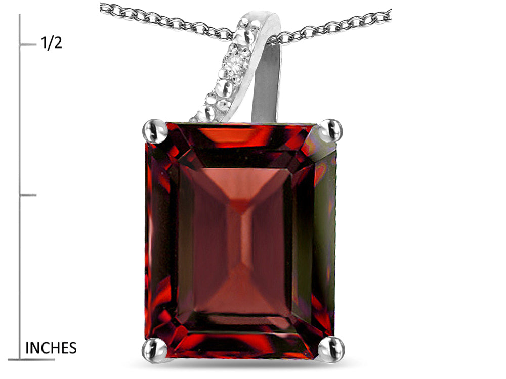 Original Star K Large 10x8 Octagon Emerald Cut Genuine Garnet Pendant Necklace