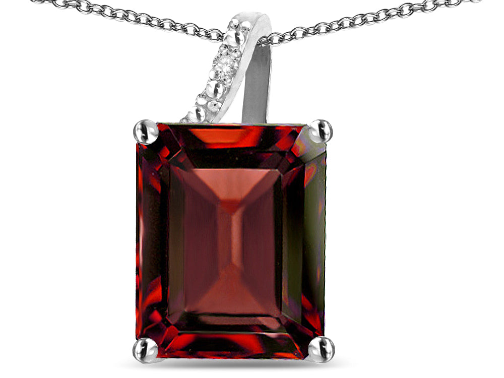 Original Star K Large 10x8 Octagon Emerald Cut Genuine Garnet Pendant Necklace