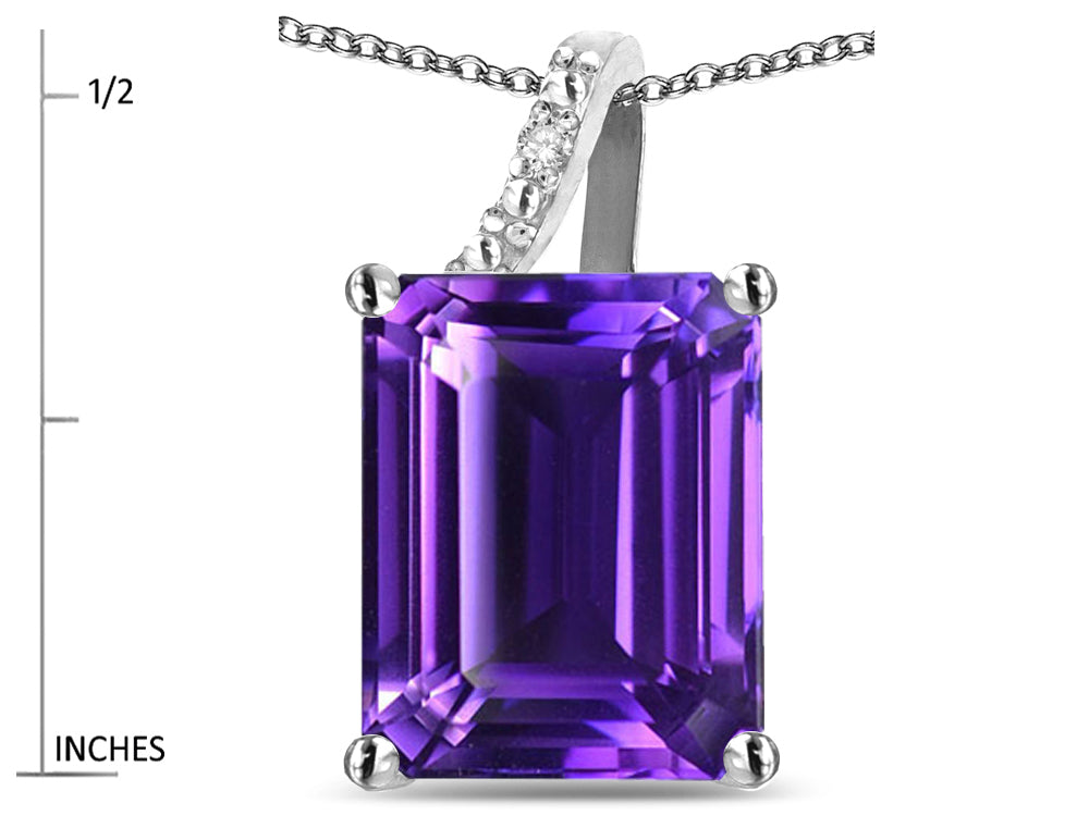Original Star K Large 10x8 Octagon Emerald Cut Genuine Amethyst Pendant Necklace