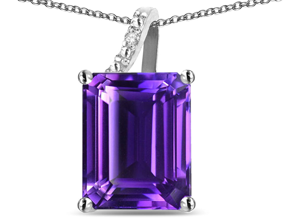 Original Star K Large 10x8 Octagon Emerald Cut Genuine Amethyst Pendant Necklace