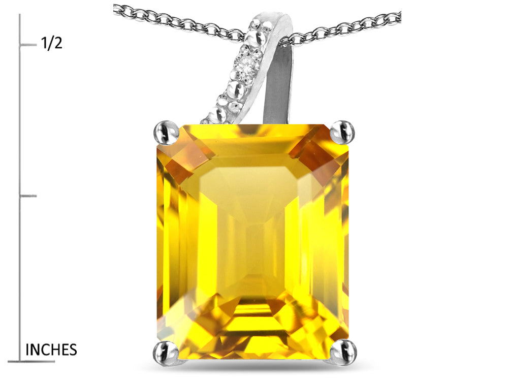 Original Star K Large 10x8 Octagon Emerald Cut Genuine Citrine Pendant Necklace