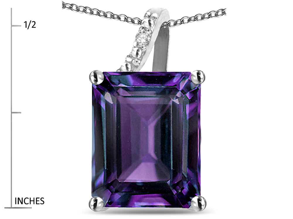 Original Star K Large 10x8 Octagon Emerald Cut Simulated Alexandrite Pendant Necklace