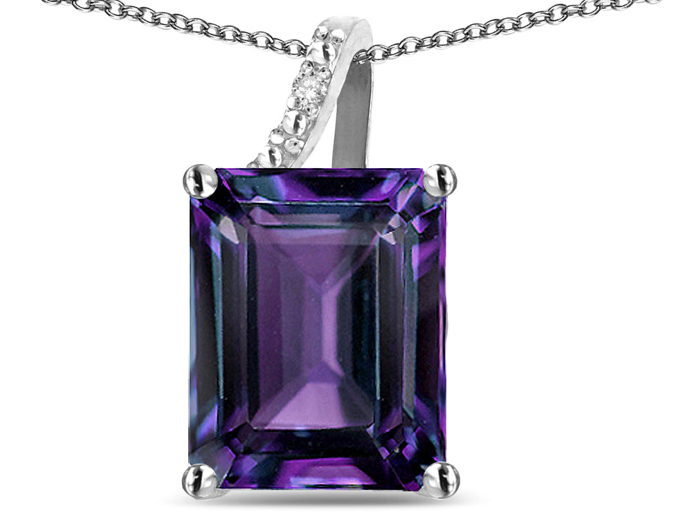 Original Star K Large 10x8 Octagon Emerald Cut Simulated Alexandrite Pendant Necklace