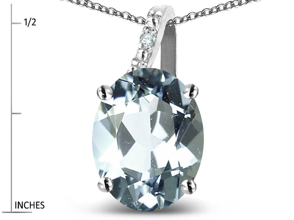 Star K 14k Gold Oval 9x7 Genuine Aquamarine Journey Pendant Necklace
