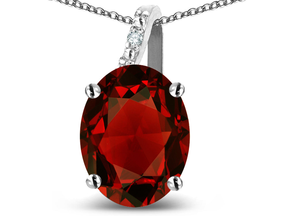 Star K 14k Gold Oval 9x7 Genuine Garnet Journey Pendant Necklace