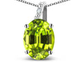 Star K 14k Gold Oval 9x7 Genuine Peridot Journey Pendant Necklace