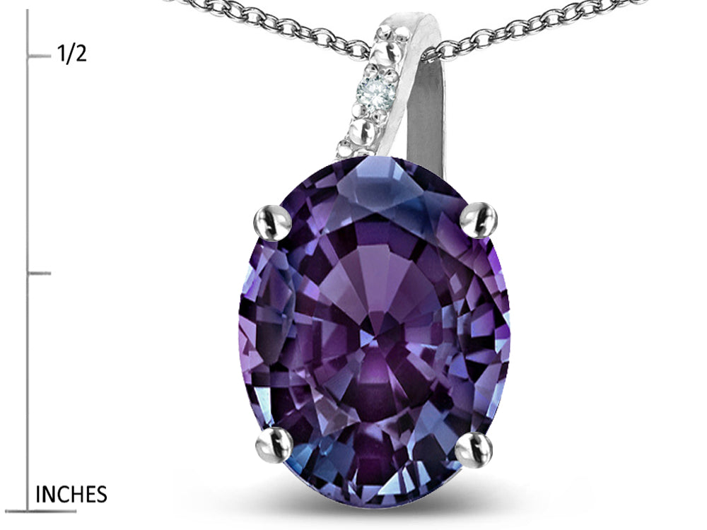 Star K 14k Gold Oval 9x7 Simulated Alexandrite Journey Pendant Necklace