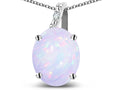 Star K 14k Gold Oval 9x7 Genuine Opal Journey Pendant Necklace