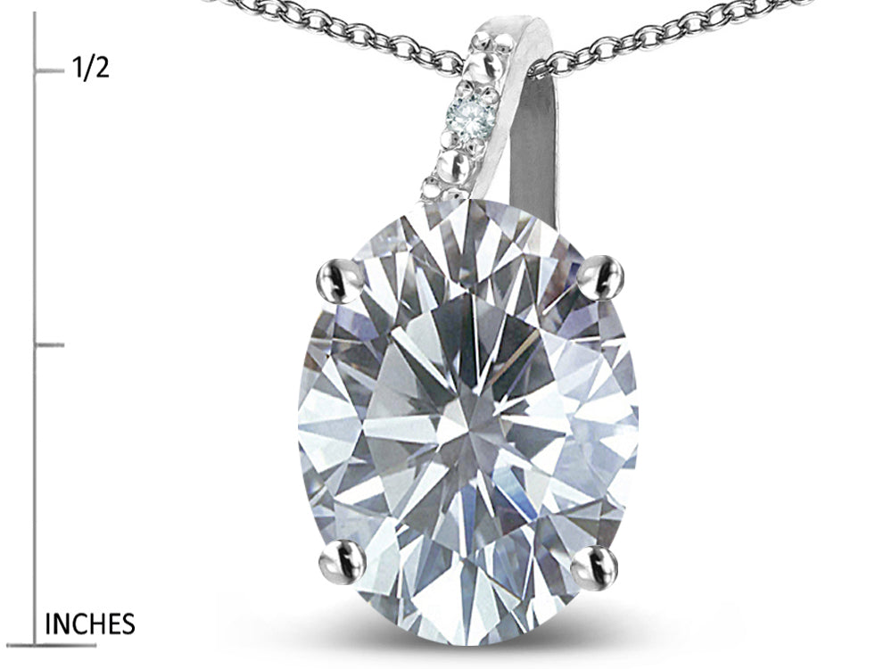 Star K  Oval 9x7 Genuine White Topaz Journey Pendant Necklace