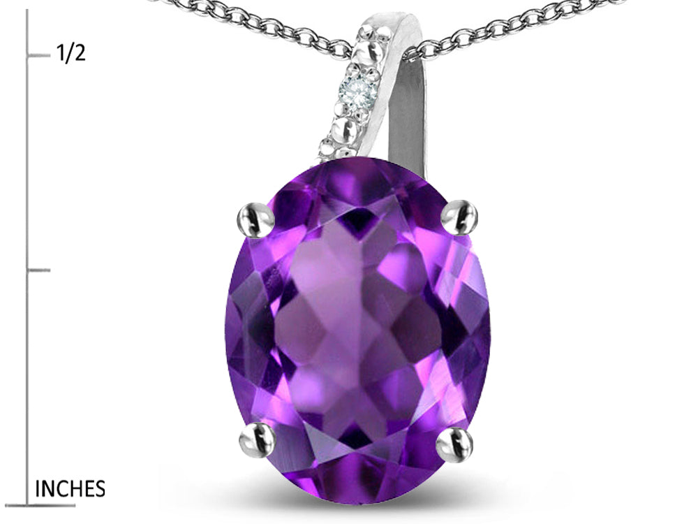 Star K 10k Gold Oval 9x7 Genuine Amethyst Journey Pendant Necklace