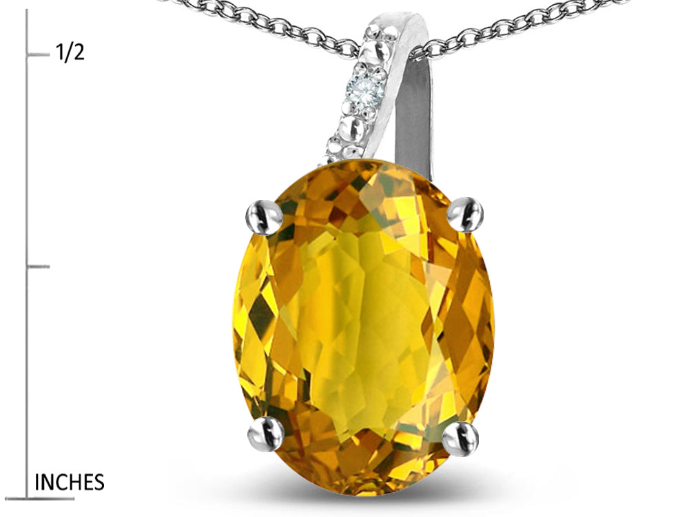 Star K 10k Gold Oval 9x7 Genuine Citrine Journey Pendant Necklace
