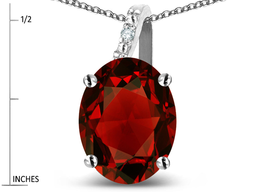Star K 10k Gold Oval 9x7 Genuine Garnet Journey Pendant Necklace