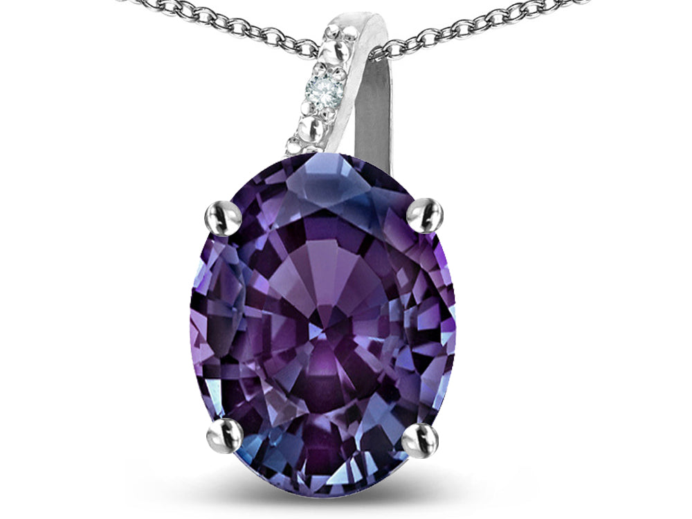 Star K 10k Gold Oval 9x7 Simulated Alexandrite Journey Pendant Necklace