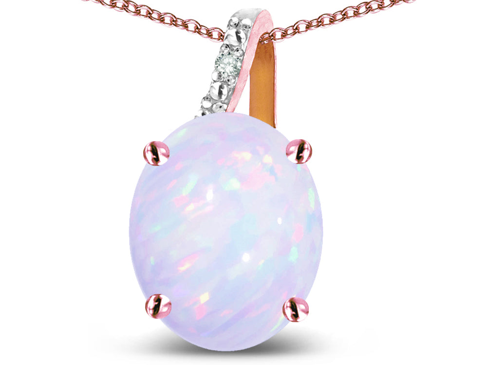 Star K 10k Gold Oval 9x7 Genuine Opal Journey Pendant Necklace