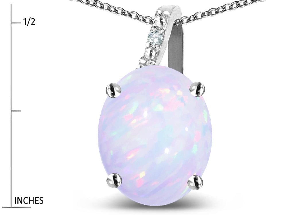 Star K 10k Gold Oval 9x7 Genuine Opal Journey Pendant Necklace