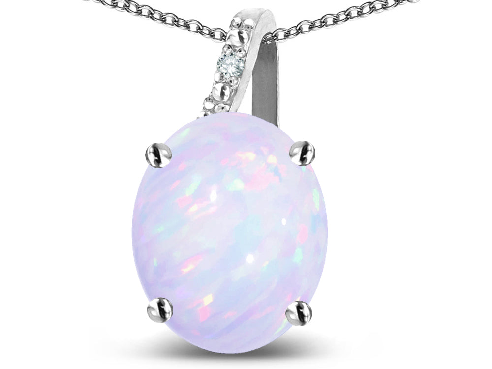 Star K 10k Gold Oval 9x7 Genuine Opal Journey Pendant Necklace