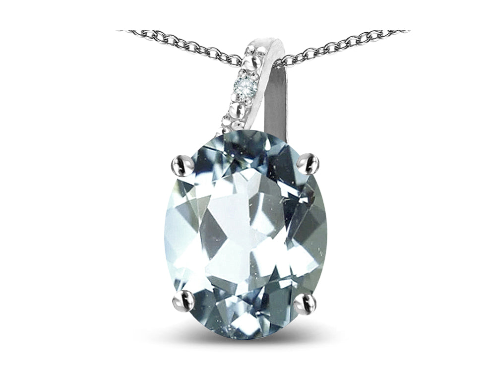 Star K Oval 8x6 Genuine Aquamarine Journey Pendant Necklace