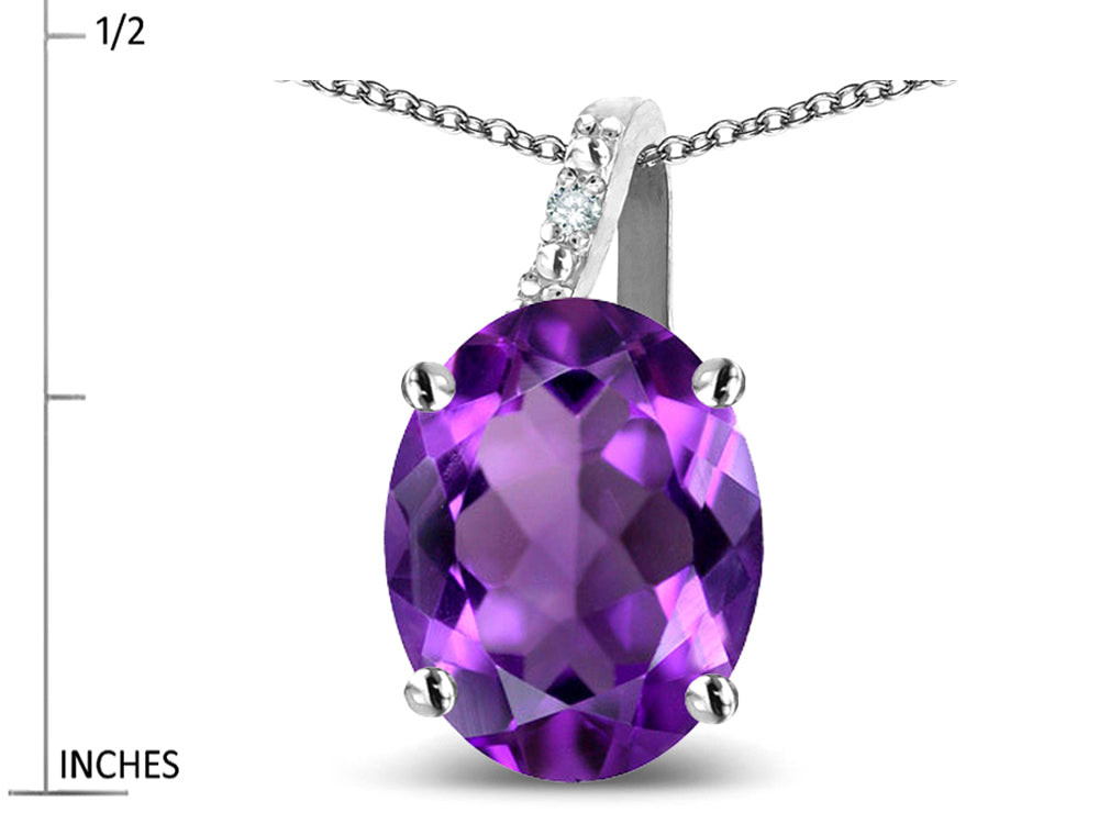 Star K Oval 8x6 Genuine Amethyst Journey Pendant Necklace