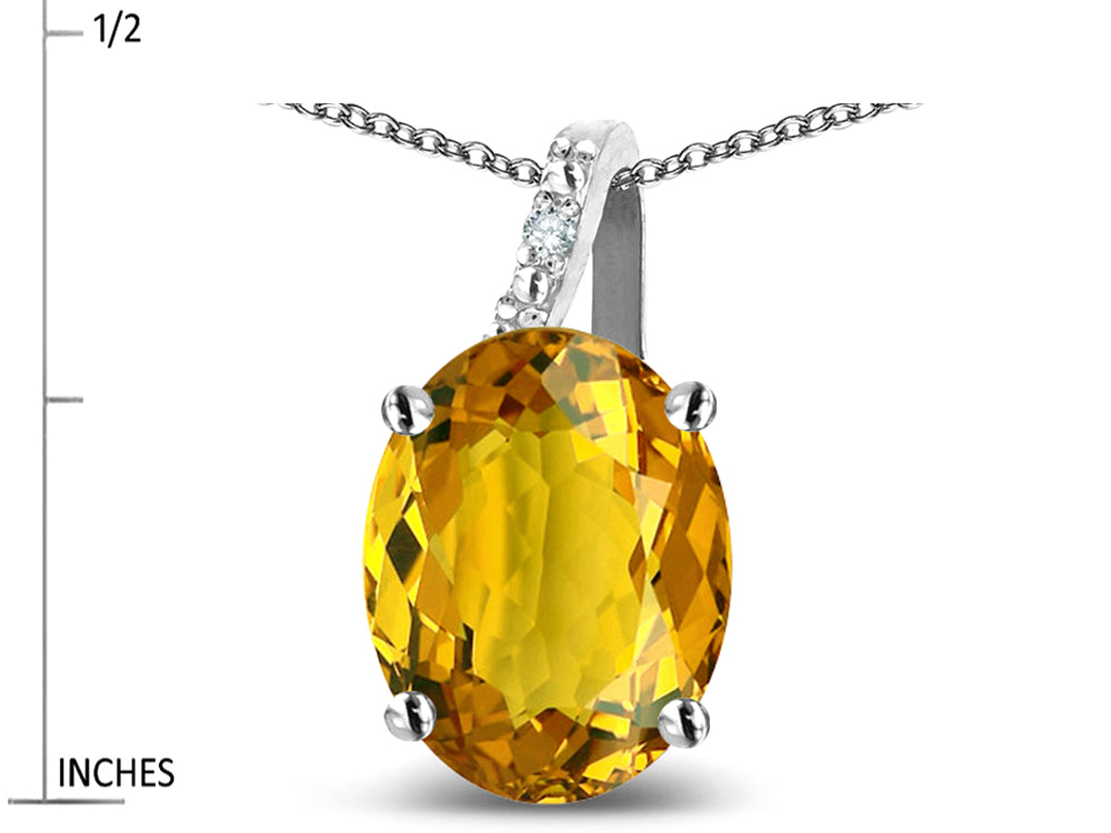 Star K Oval 8x6 Genuine Citrine Journey Pendant Necklace