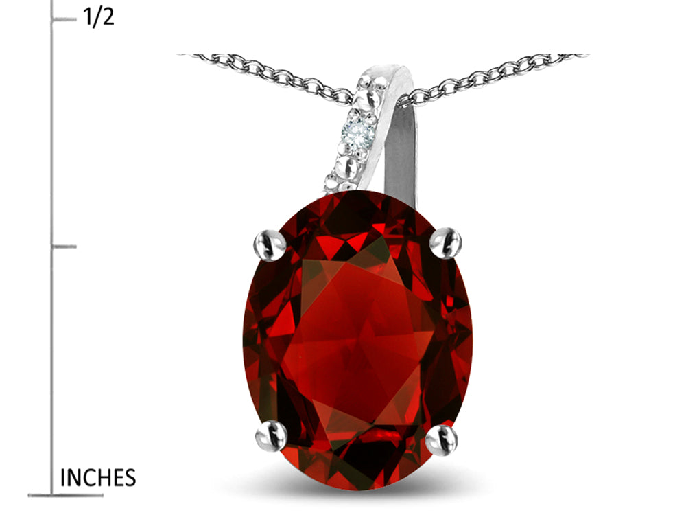 Star K Oval 8x6 Genuine Garnet Journey Pendant Necklace
