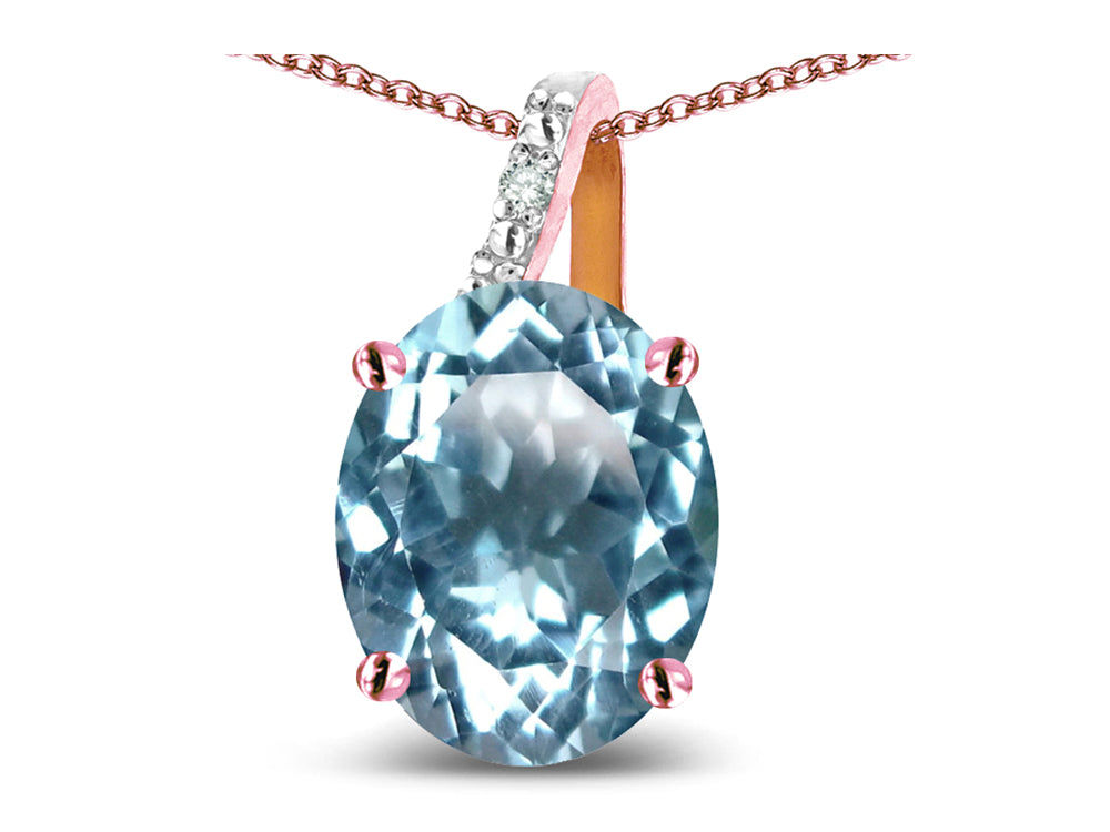 Star K Oval 8x6 Genuine Sky Blue Topaz Journey Pendant Necklace