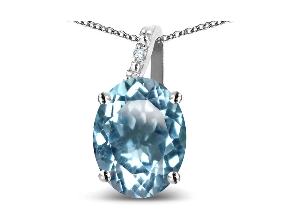 Star K Oval 8x6 Genuine Sky Blue Topaz Journey Pendant Necklace