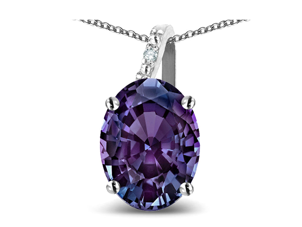 Star K Oval 8x6 Simulated Alexandrite Journey Pendant Necklace