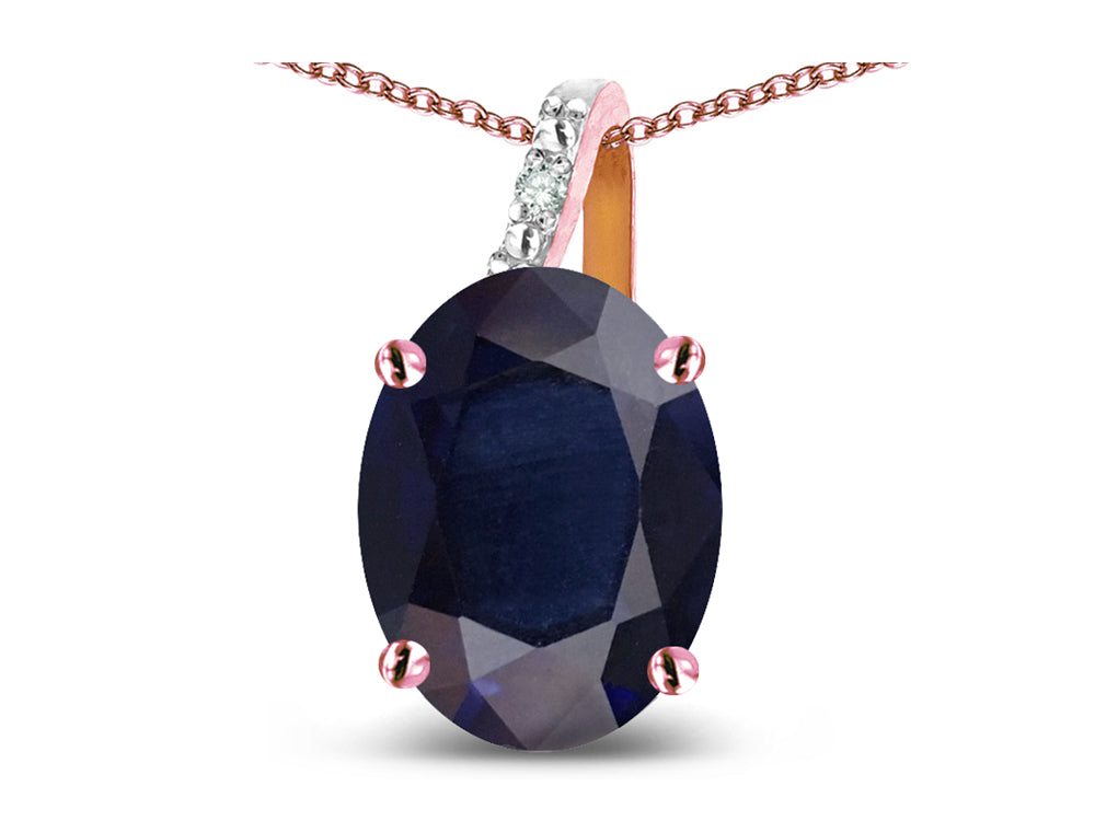 Star K Oval 8x6 Genuine Dark Sapphire Journey Pendant Necklace