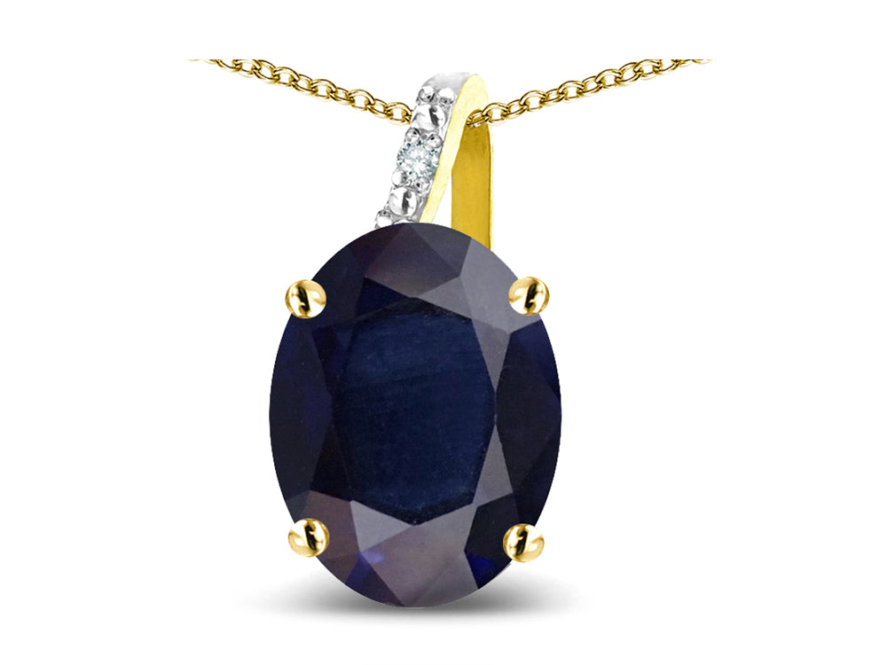 Star K Oval 8x6 Genuine Dark Sapphire Journey Pendant Necklace