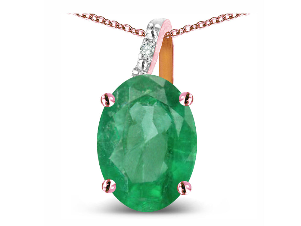 Star K Oval 8x6 Genuine Emerald Journey Pendant Necklace