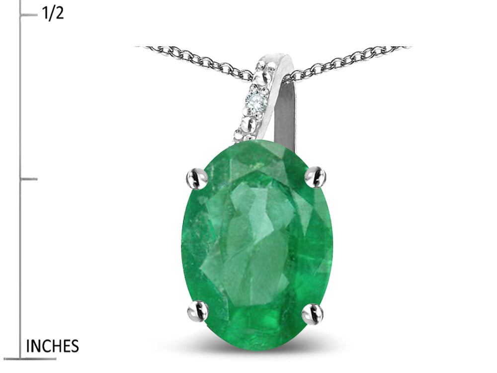 Star K Oval 8x6 Genuine Emerald Journey Pendant Necklace