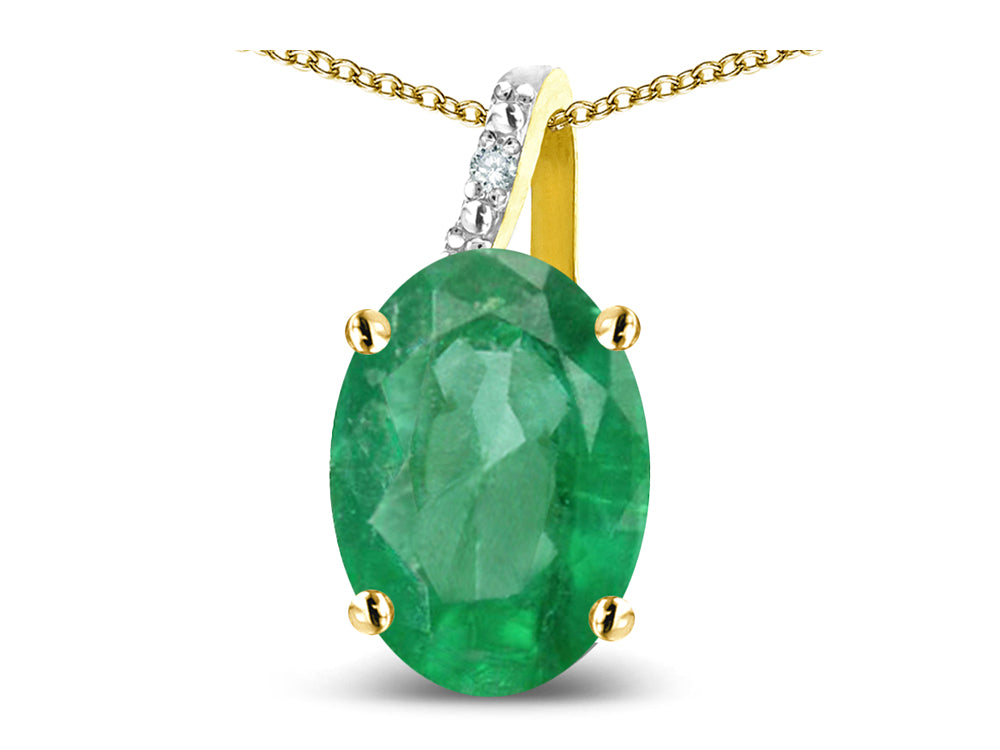 Star K Oval 8x6 Genuine Emerald Journey Pendant Necklace