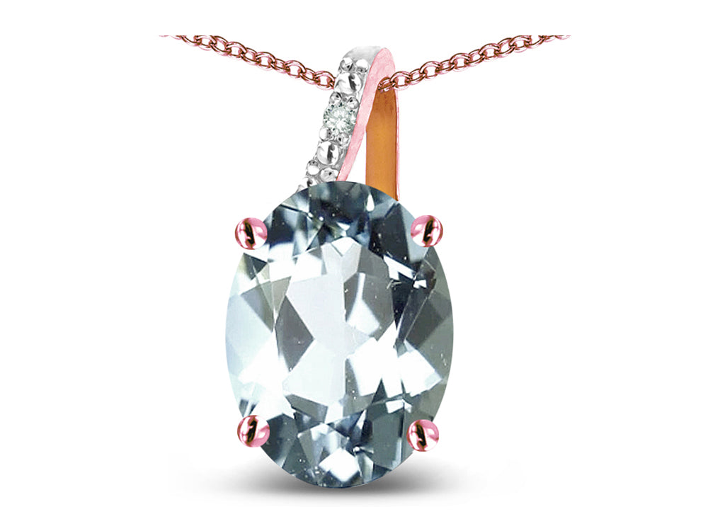 Star K Oval 8x6 Genuine Aquamarine Journey Pendant Necklace
