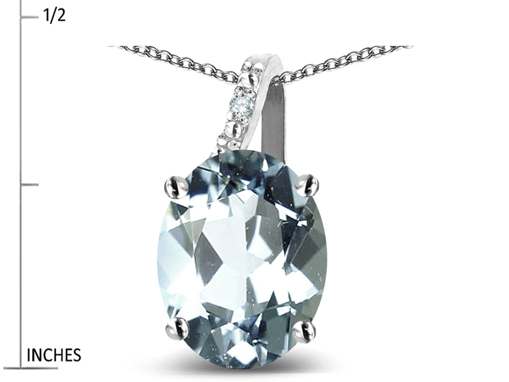 Star K Oval 8x6 Genuine Aquamarine Journey Pendant Necklace