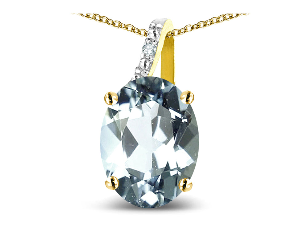 Star K Oval 8x6 Genuine Aquamarine Journey Pendant Necklace