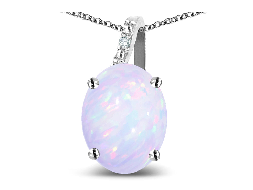 Star K Oval 8x6 Genuine Opal Journey Pendant Necklace