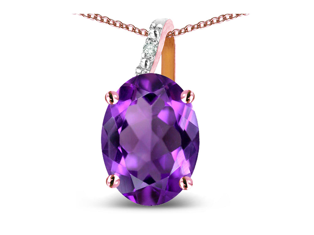 Star K Oval 8x6 Genuine Amethyst Journey Pendant Necklace