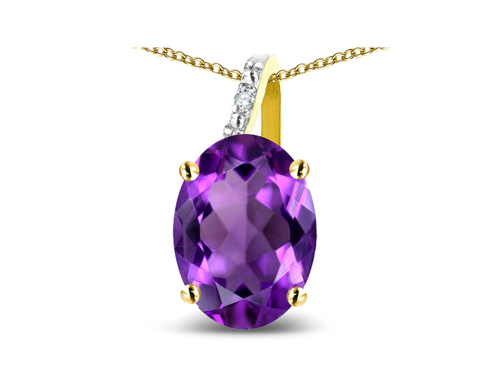 Star K Oval 8x6 Genuine Amethyst Journey Pendant Necklace