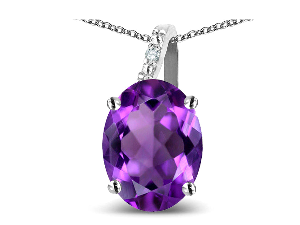 Star K Oval 8x6 Genuine Amethyst Journey Pendant Necklace