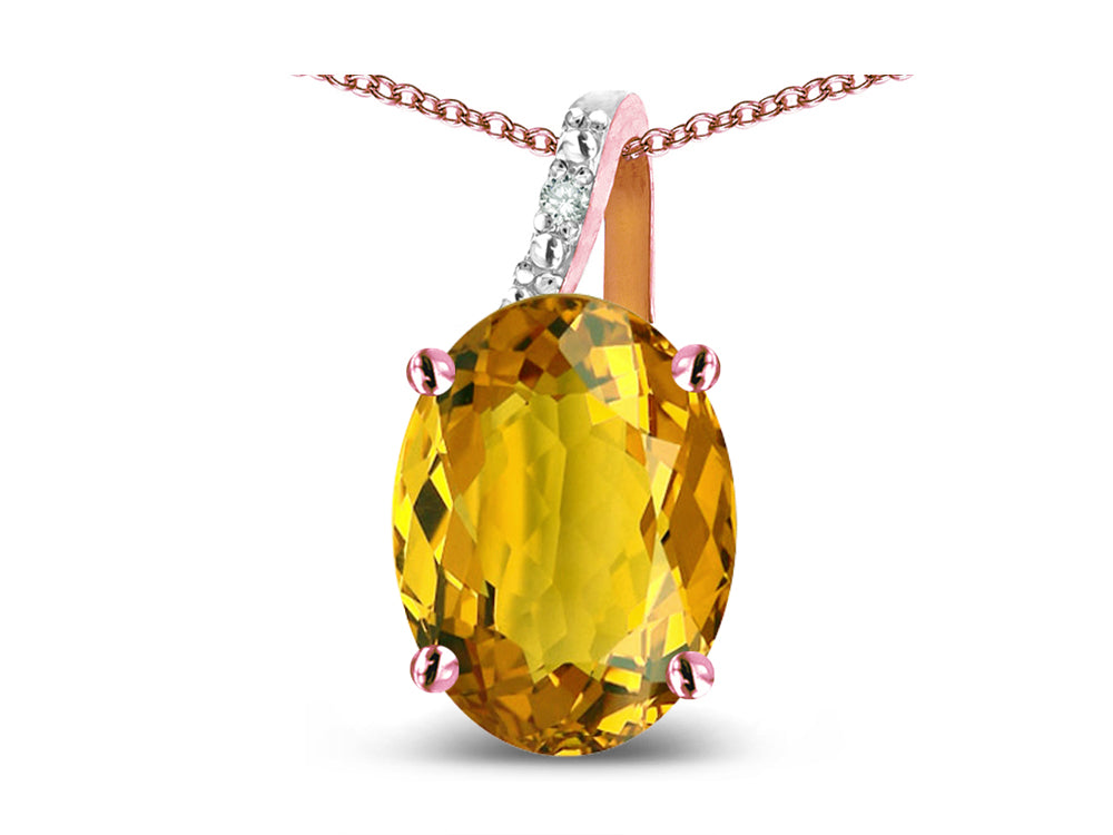 Star K Oval 8x6 Genuine Citrine Journey Pendant Necklace