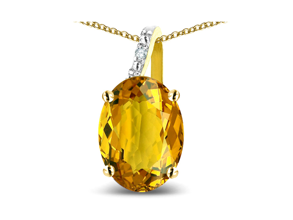 Star K Oval 8x6 Genuine Citrine Journey Pendant Necklace