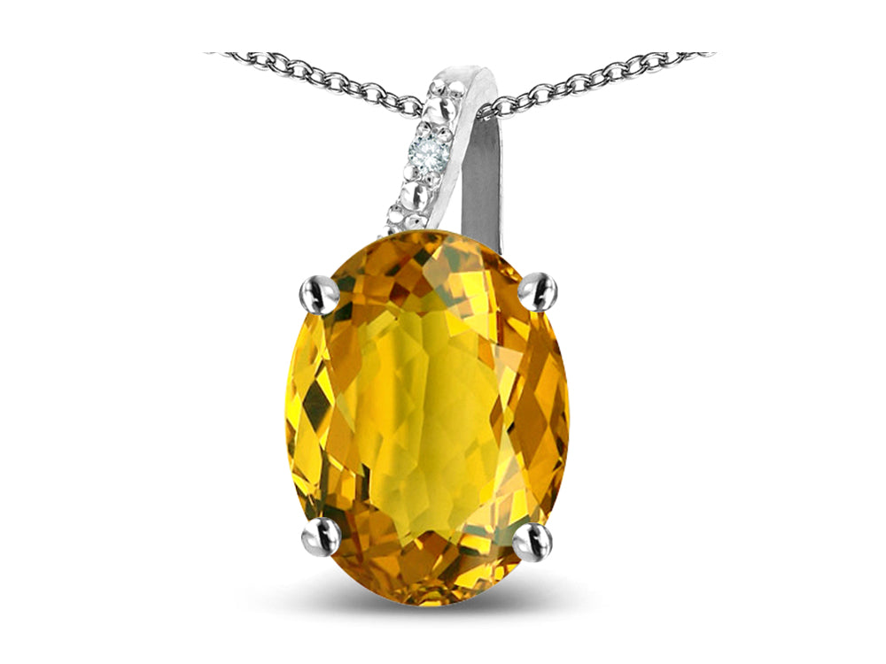 Star K Oval 8x6 Genuine Citrine Journey Pendant Necklace