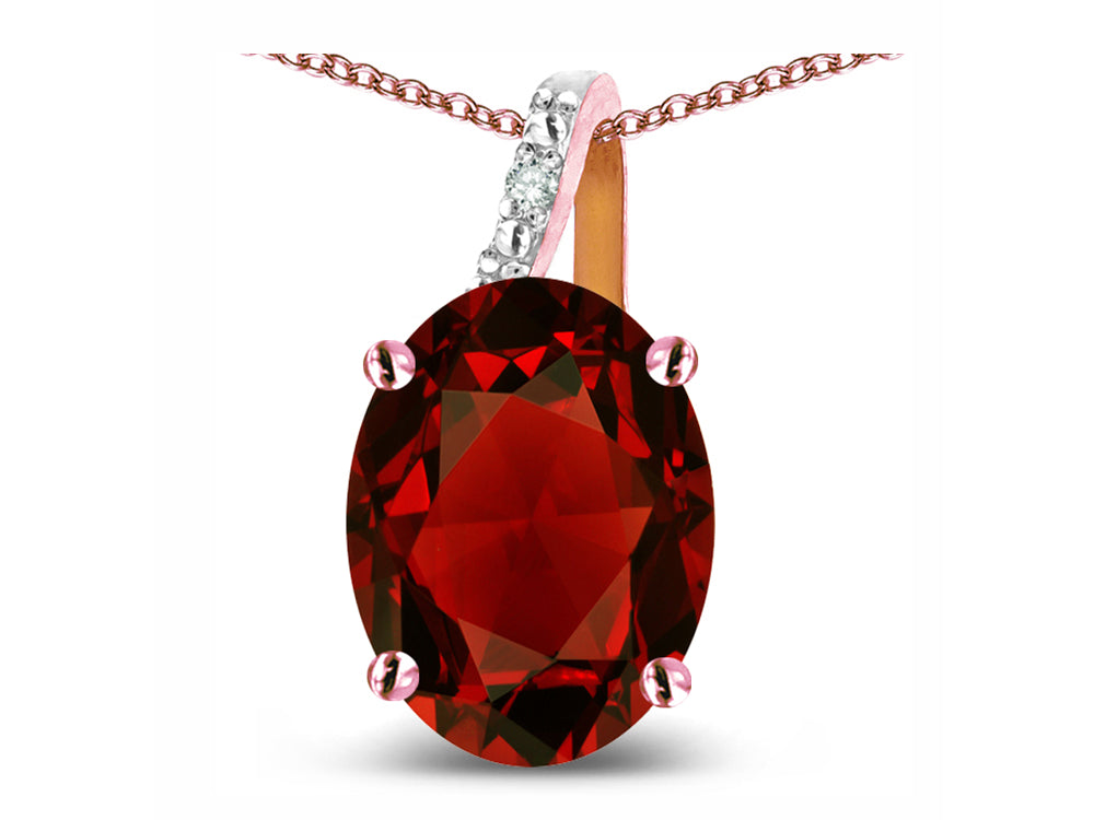 Star K Oval 8x6 Genuine Garnet Journey Pendant Necklace