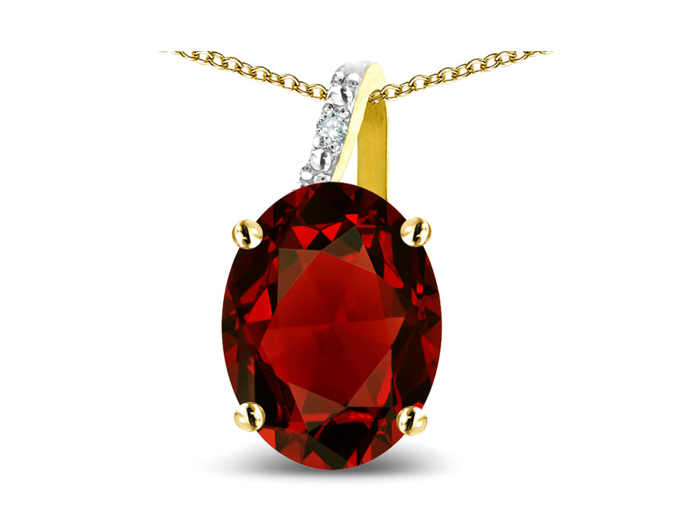 Star K Oval 8x6 Genuine Garnet Journey Pendant Necklace