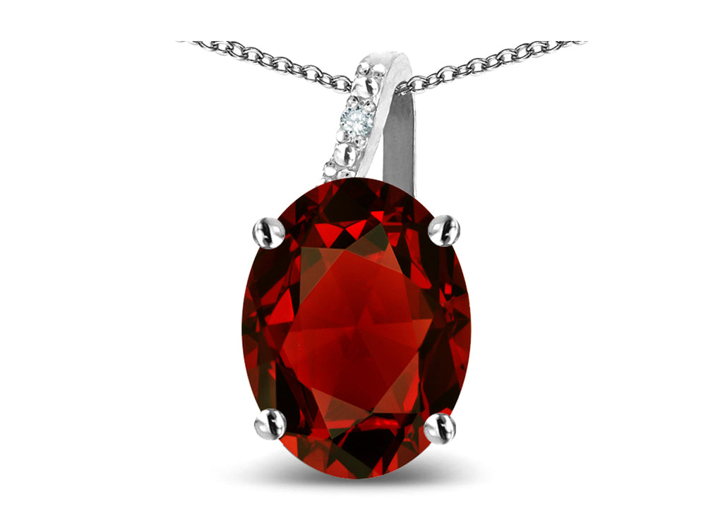 Star K Oval 8x6 Genuine Garnet Journey Pendant Necklace