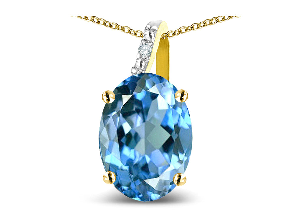 Star K Oval 8x6 Genuine Blue Topaz Journey Pendant Necklace