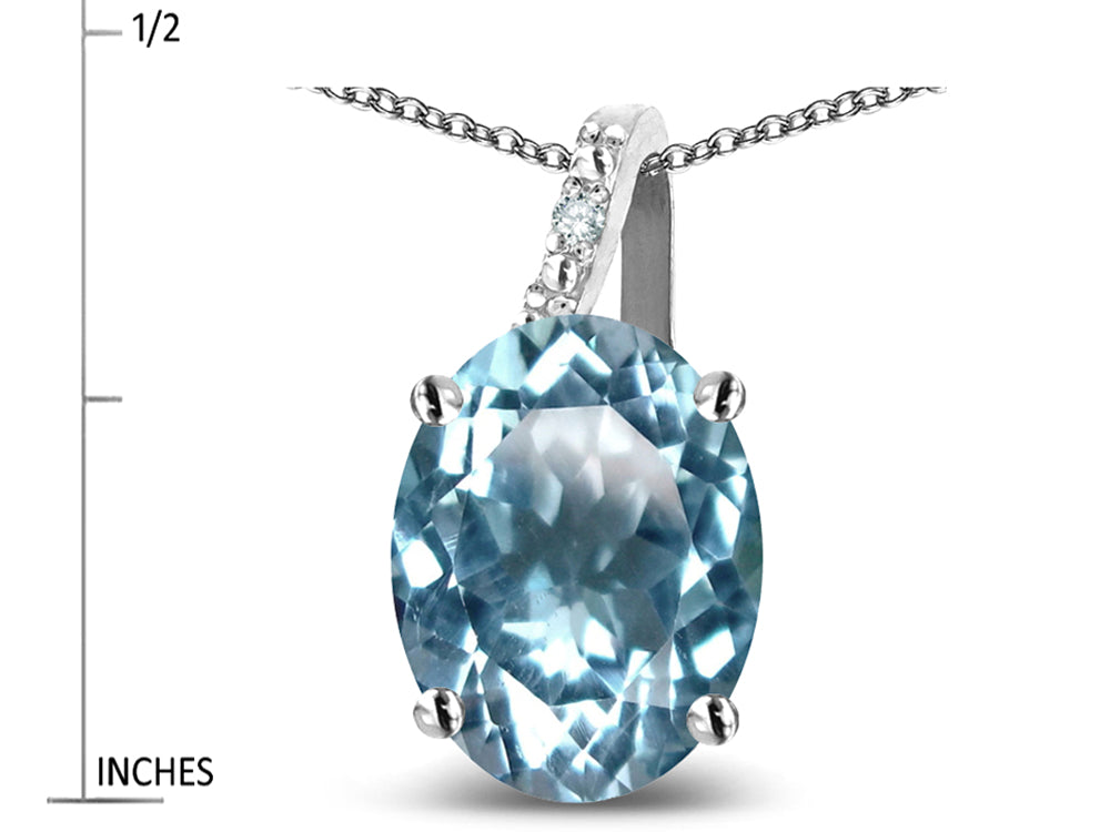 Star K Oval 8x6 Genuine Sky Blue Topaz Journey Pendant Necklace