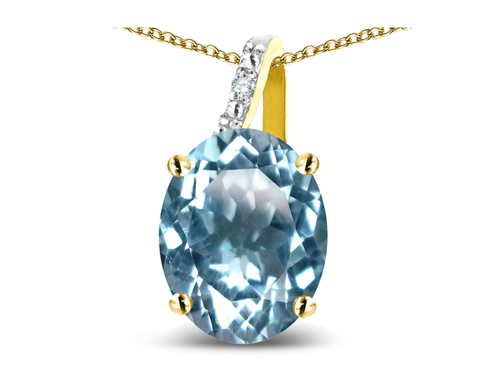 Star K Oval 8x6 Genuine Sky Blue Topaz Journey Pendant Necklace