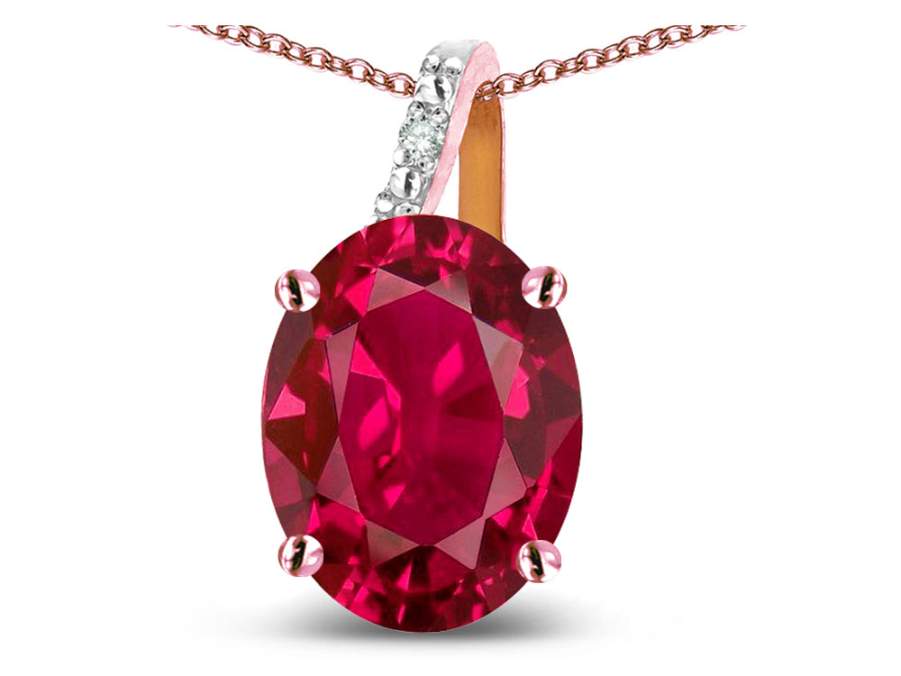 Star K Oval 8x6 Created Ruby Journey Pendant Necklace
